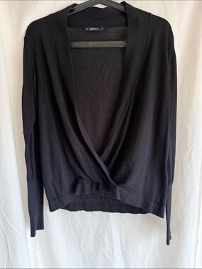 Zara black draped crossover cardigan